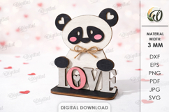 Valentine's Day Character Stand Decor Laser Cut. Panda SVG Product Image 1