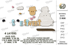 Valentine's Day Character Stand Decor Laser Cut. Sheep SVG Product Image 2