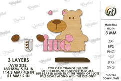 Valentine's Day Character Stand Decor Laser Cut. Bear SVG Product Image 2