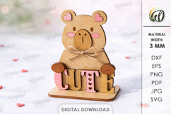 Valentine's Day Character Stand Decor Lasercut. Capybara SVG Product Image 1