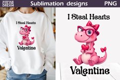 Cute Pink Dino Sublimation | Valentine Character Product Image 1