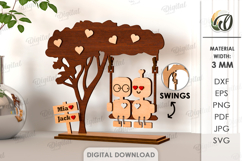 Valentine Characters On Swing Laser Cut. Standing Decor SVG Product Image 1