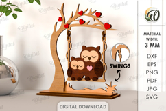 Valentine Characters On Swing Laser Cut. Standing Decor SVG Product Image 1