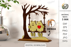 Valentine Characters On Swing Laser Cut. Standing Decor SVG Product Image 1