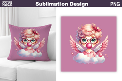 Valentine Pillow Design | Cute Cupid Sublimation Product Image 1