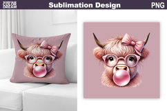 Valentine Pillow Design | highland Cow Sublimation Product Image 1