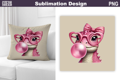 Valentine Pillow Design | Cute Dinosaur Sublimation Product Image 1