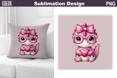 Valentine Pillow Design | Cute Dinosaur Sublimation Product Image 1