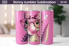 Dinosaur Glasses Tumbler Wrap | Dino Bubble Gum Tumbler Product Image 1