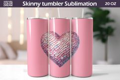 Sequins Heart Tumbler Wrap | Valentine Tumbler Sublimation Product Image 1
