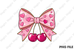Valentine Cherry Coquette Bow Sublimation png Product Image 1