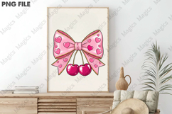 Valentine Cherry Coquette Bow Sublimation png Product Image 3