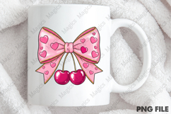 Valentine Cherry Coquette Bow Sublimation png Product Image 4