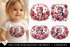 Valentine&#039;s Day Kitten Sublimation PNG Bundle Product Image 1