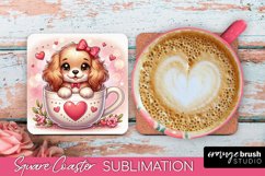 Valentine Coaster - Dog Sublimation Print, Square Coaster
