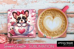 Valentine Coaster Sublimation - Cute Dog Square Coaster