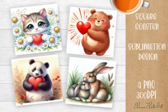 Valentines Day Square Coaster |Cute animals, animal Product Image 1