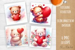 Valentines Day Square Coaster |Cute animals, animal Product Image 1