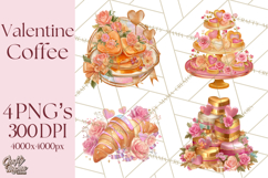 Pink Gold Valentine Clipart PNG, Sweetheart Coffee Cup Product Image 1