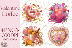 Pink Gold Valentine Clipart PNG, Sweetheart Coffee Cup Product Image 1