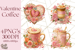 Pink Gold Valentine Clipart PNG, Sweetheart Coffee Cup Product Image 1