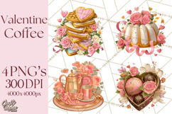 Pink Gold Valentine Clipart PNG, Sweetheart Coffee Cup Product Image 1