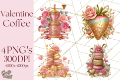 Pink Gold Valentine Clipart PNG, Sweetheart Coffee Cup Product Image 1