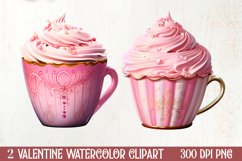 Coffee Latte Cups Valentine Clipart, Valentines PNG Product Image 1