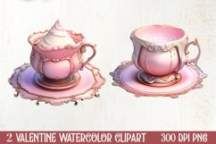 Coffee Latte Cups Valentine Clipart, Valentines PNG Product Image 1