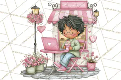 Valentine Coffee Shop Clipart PNG Cute Barista Cafe Clipart Product Image 2