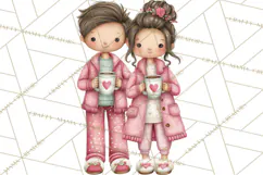 Valentine Coffee Shop Clipart PNG Cute Barista Cafe Clipart Product Image 2
