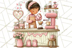 Valentine Coffee Shop Clipart PNG Cute Barista Cafe Clipart Product Image 3