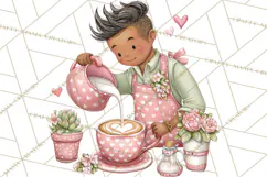 Valentine Coffee Shop Clipart PNG Cute Barista Cafe Clipart Product Image 4