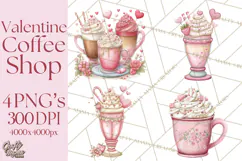 Valentine Coffee Shop Clipart PNG Cute Barista Cafe Clipart Product Image 1