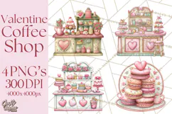 Valentine Coffee Shop Clipart PNG Cute Barista Cafe Clipart Product Image 1