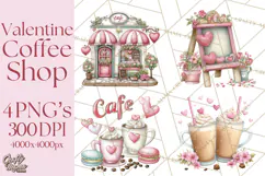 Valentine Coffee Shop Clipart PNG Cute Barista Cafe Clipart Product Image 1