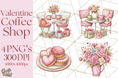 Valentine Coffee Shop Clipart PNG Cute Barista Cafe Clipart Product Image 1