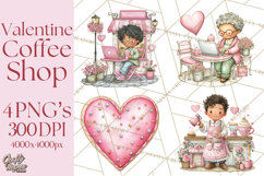 Valentine Coffee Shop Clipart PNG Cute Barista Cafe Clipart Product Image 1