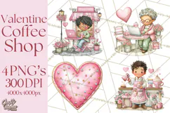 Valentine Coffee Shop Clipart PNG Cute Barista Cafe Clipart Product Image 1