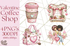 Valentine Coffee Shop Clipart PNG Cute Barista Cafe Clipart Product Image 1