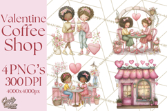 Valentine Coffee Shop Clipart PNG Cute Barista Cafe Clipart Product Image 1