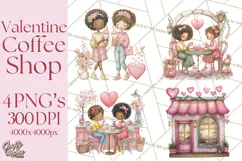 Valentine Coffee Shop Clipart PNG Cute Barista Cafe Clipart Product Image 1