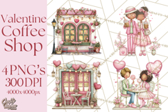 Valentine Coffee Shop Clipart PNG Cute Barista Cafe Clipart Product Image 1