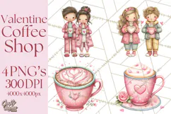 Valentine Coffee Shop Clipart PNG Cute Barista Cafe Clipart Product Image 1