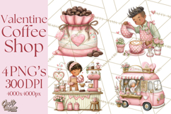 Valentine Coffee Shop Clipart PNG Cute Barista Cafe Clipart Product Image 1
