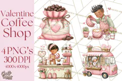 Valentine Coffee Shop Clipart PNG Cute Barista Cafe Clipart Product Image 1