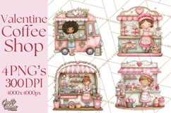 Valentine Coffee Shop Clipart PNG Cute Barista Cafe Clipart Product Image 1