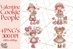 Valentine Cookie People Clipart PNG, Sugar Cookie Characters Product Image 1