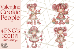 Valentine Cookie People Clipart PNG, Sugar Cookie Characters Product Image 1