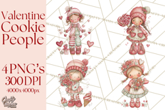 Valentine Cookie People Clipart PNG, Sugar Cookie Characters Product Image 1